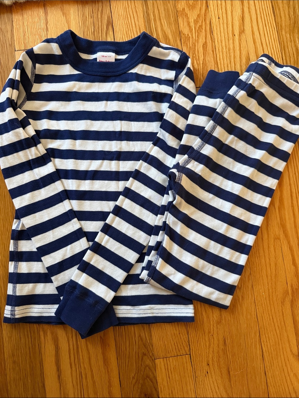 Hanna Andersson Kids Navy and White Striped Pajama Set - Classic Two-Piece